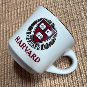 Vintage Deadstock Harvard Bone & Crimson Logo gold rimmed Ceramic Mug